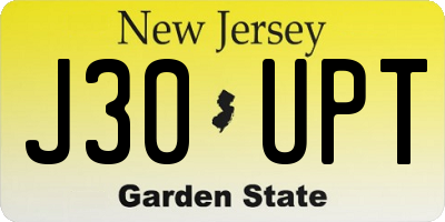 NJ license plate J30UPT