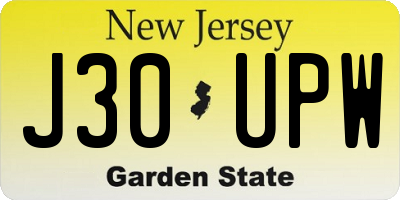 NJ license plate J30UPW