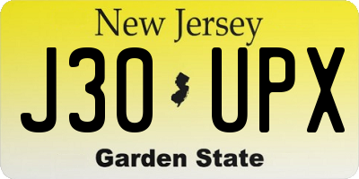 NJ license plate J30UPX