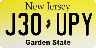 NJ license plate J30UPY