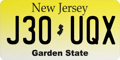 NJ license plate J30UQX