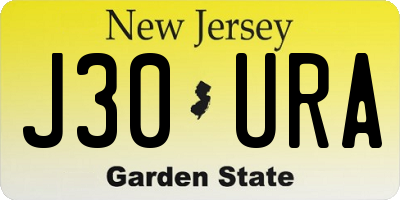 NJ license plate J30URA
