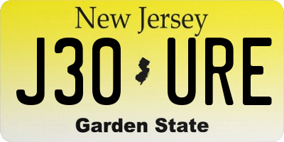 NJ license plate J30URE