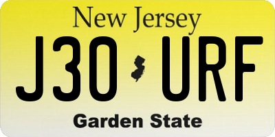 NJ license plate J30URF