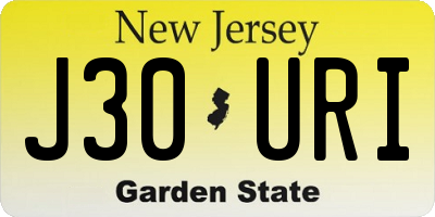 NJ license plate J30URI