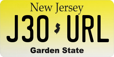 NJ license plate J30URL