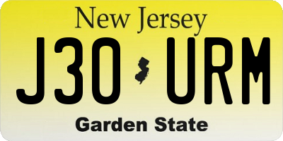 NJ license plate J30URM