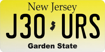 NJ license plate J30URS