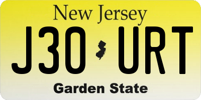 NJ license plate J30URT