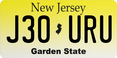 NJ license plate J30URU