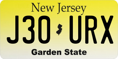 NJ license plate J30URX