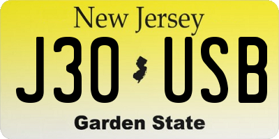 NJ license plate J30USB