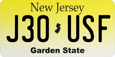 NJ license plate J30USF