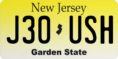 NJ license plate J30USH