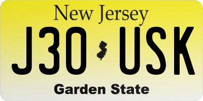 NJ license plate J30USK
