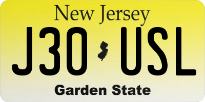 NJ license plate J30USL