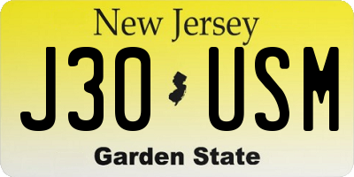 NJ license plate J30USM
