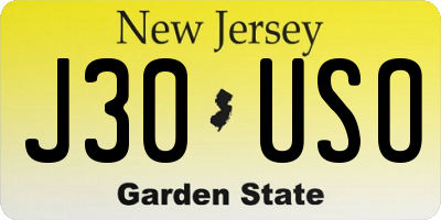 NJ license plate J30USO