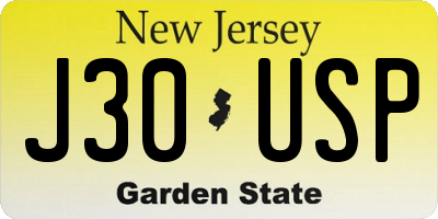 NJ license plate J30USP