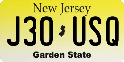 NJ license plate J30USQ