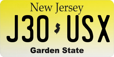 NJ license plate J30USX