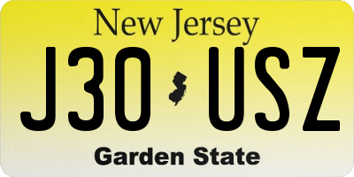 NJ license plate J30USZ