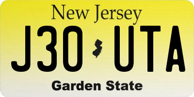 NJ license plate J30UTA