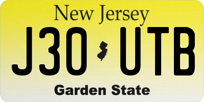 NJ license plate J30UTB