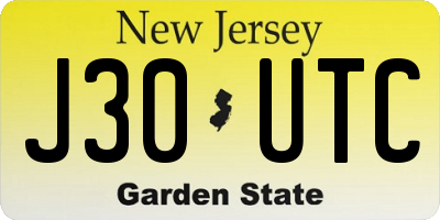 NJ license plate J30UTC