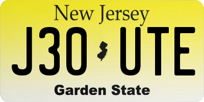 NJ license plate J30UTE