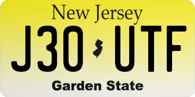 NJ license plate J30UTF