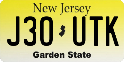 NJ license plate J30UTK