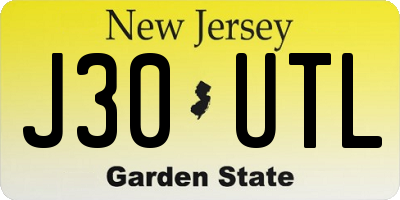 NJ license plate J30UTL