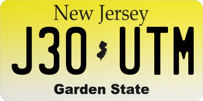 NJ license plate J30UTM