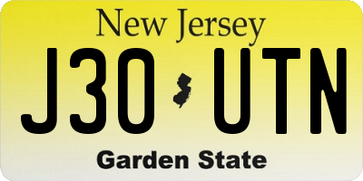 NJ license plate J30UTN