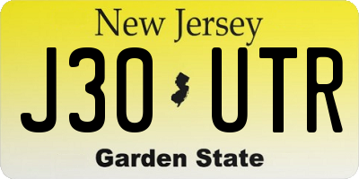NJ license plate J30UTR