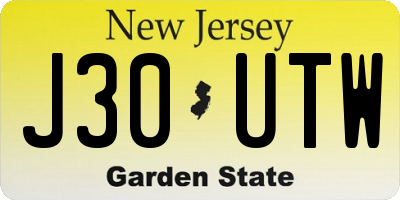 NJ license plate J30UTW