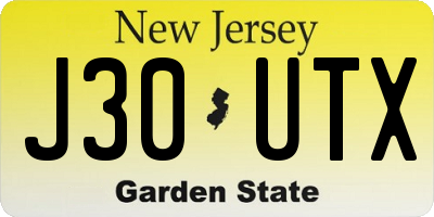 NJ license plate J30UTX