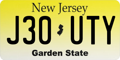 NJ license plate J30UTY