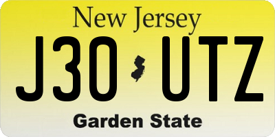 NJ license plate J30UTZ