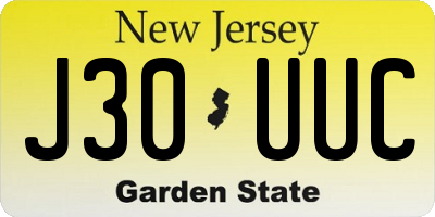 NJ license plate J30UUC