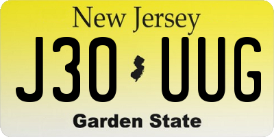 NJ license plate J30UUG