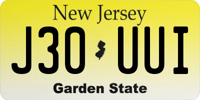 NJ license plate J30UUI