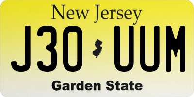 NJ license plate J30UUM