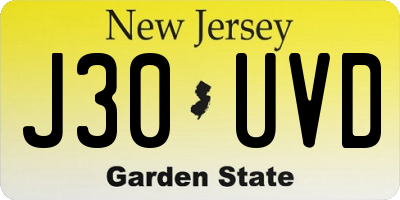 NJ license plate J30UVD