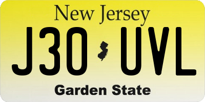 NJ license plate J30UVL