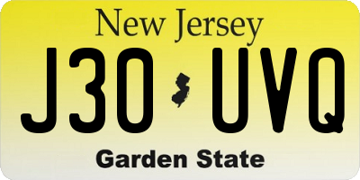 NJ license plate J30UVQ