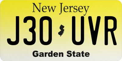 NJ license plate J30UVR