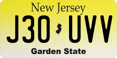 NJ license plate J30UVV