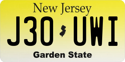 NJ license plate J30UWI